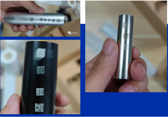 反光曲面碼，黑底白色曲面碼